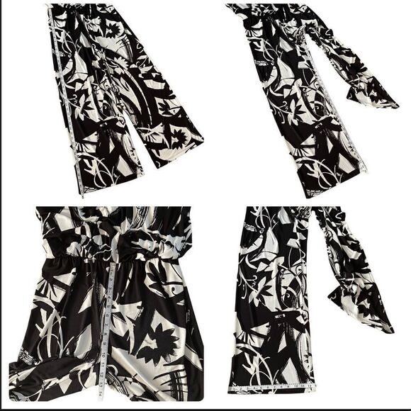 Style & Co B&W Printed Wide Leg Jumpsuit Sz M - Picture 14 of 15